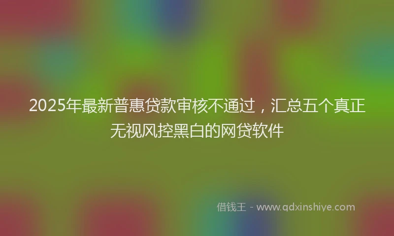 2025年最新普惠贷款审核不通过，汇总五个真正无视风控黑白的网贷软件