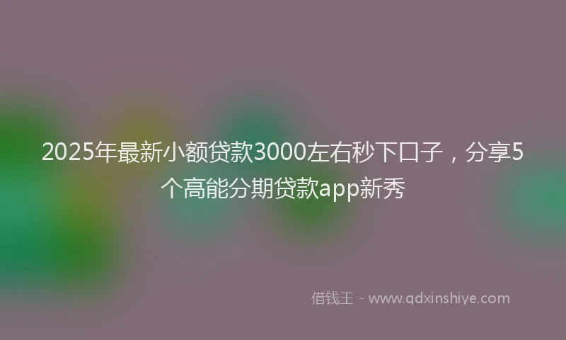 2025年最新小额贷款3000左右秒下口子，分享5个高能分期贷款app新秀