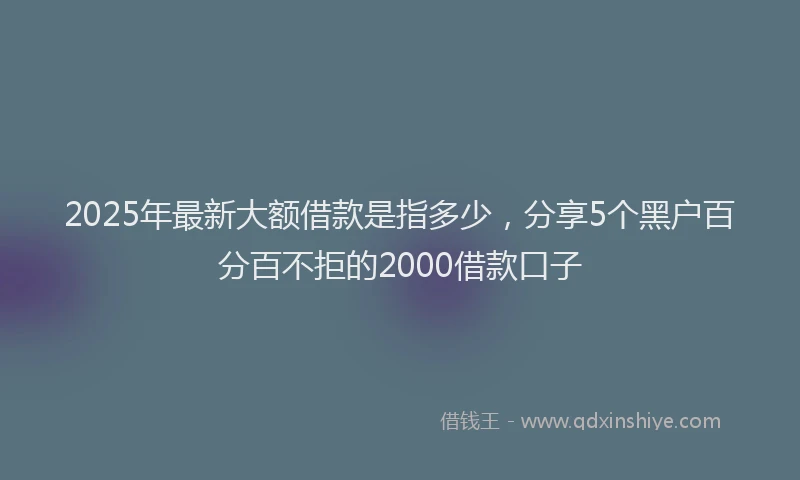 2025年最新大额借款是指多少，分享5个黑户百分百不拒的2000借款口子