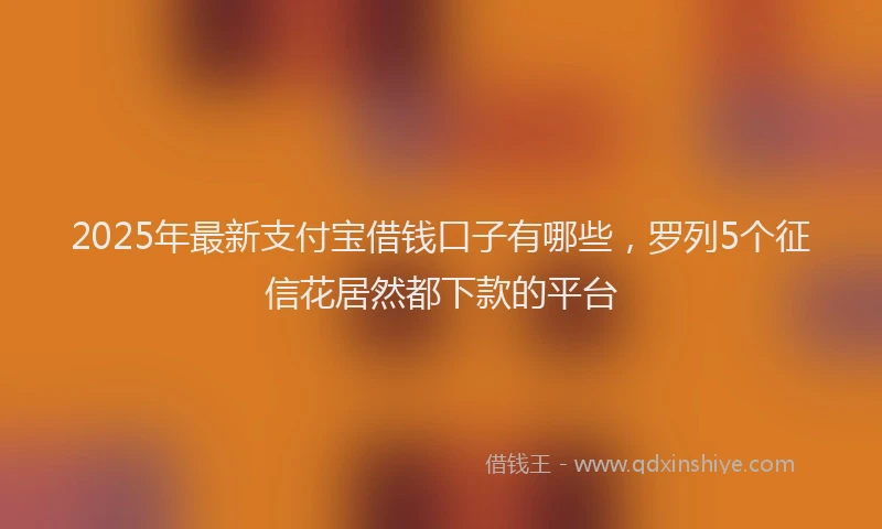 2025年最新支付宝借钱口子有哪些，罗列5个征信花居然都下款的平台