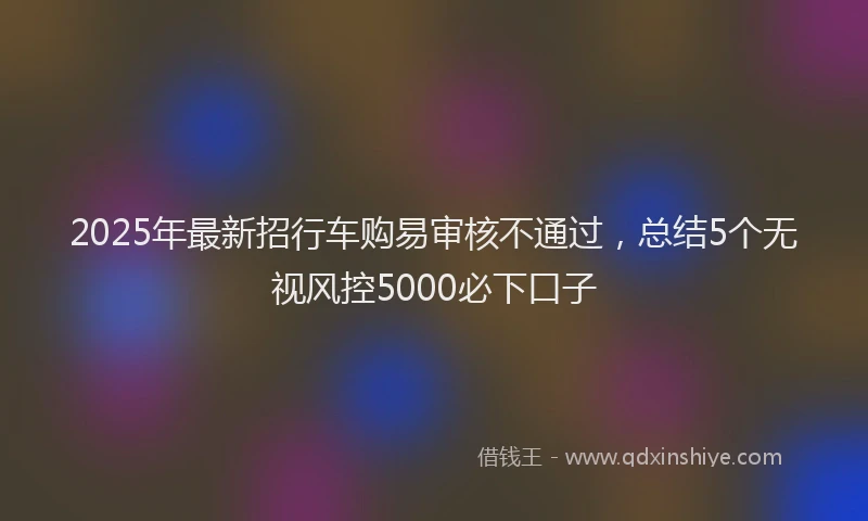 2025年最新招行车购易审核不通过，总结5个无视风控5000必下口子