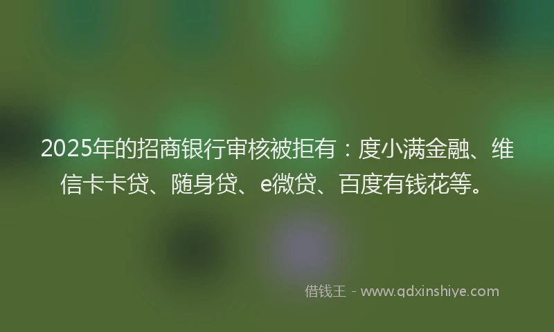 2025年的招商银行审核被拒有：度小满金融、维信卡卡贷、随身贷、e微贷、百度有钱花等。