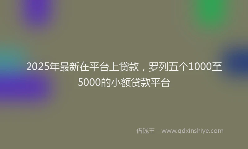 2025年最新在平台上贷款，罗列五个1000至5000的小额贷款平台