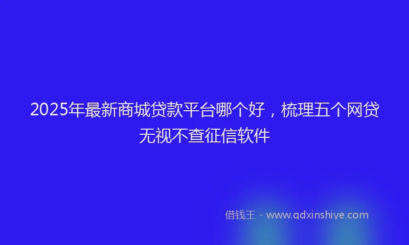 2025年最新商城贷款平台哪个好，梳理五个网贷无视不查征信软件