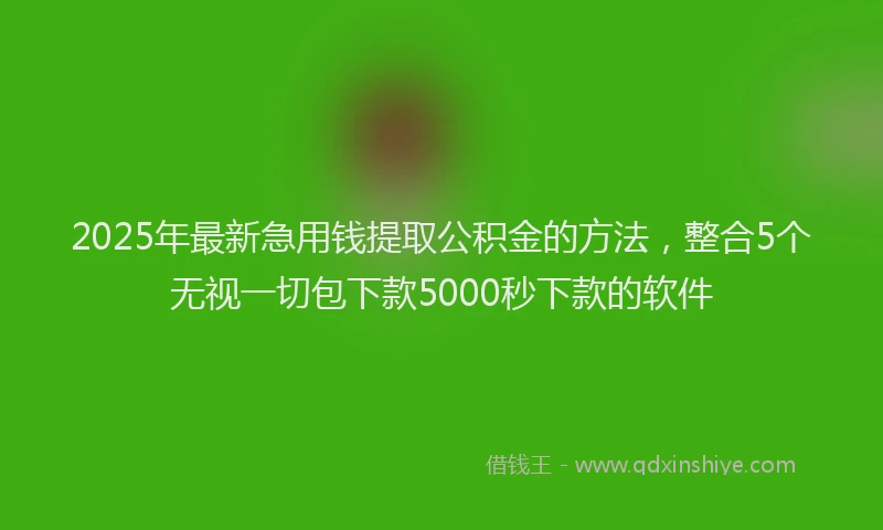 2025年最新急用钱提取公积金的方法，整合5个无视一切包下款5000秒下款的软件