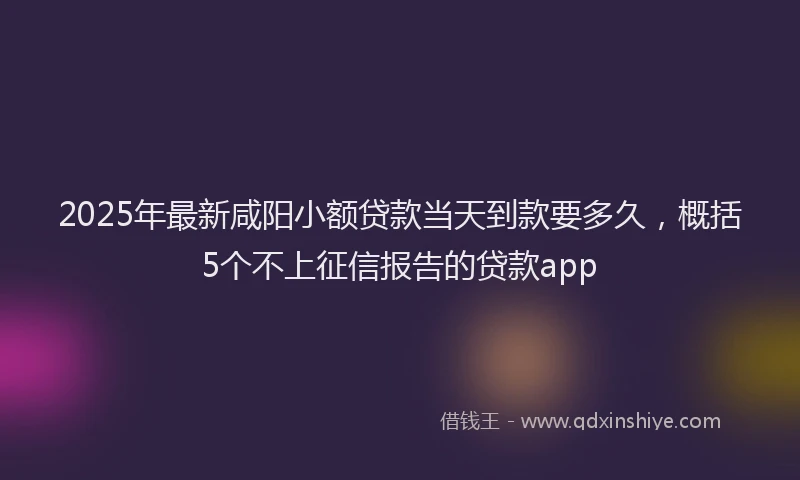 2025年最新咸阳小额贷款当天到款要多久，概括5个不上征信报告的贷款app