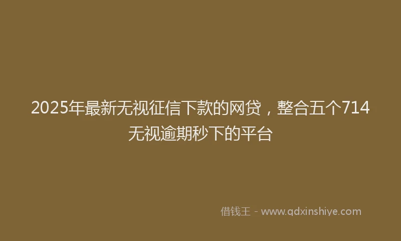 2025年最新无视征信下款的网贷，整合五个714无视逾期秒下的平台