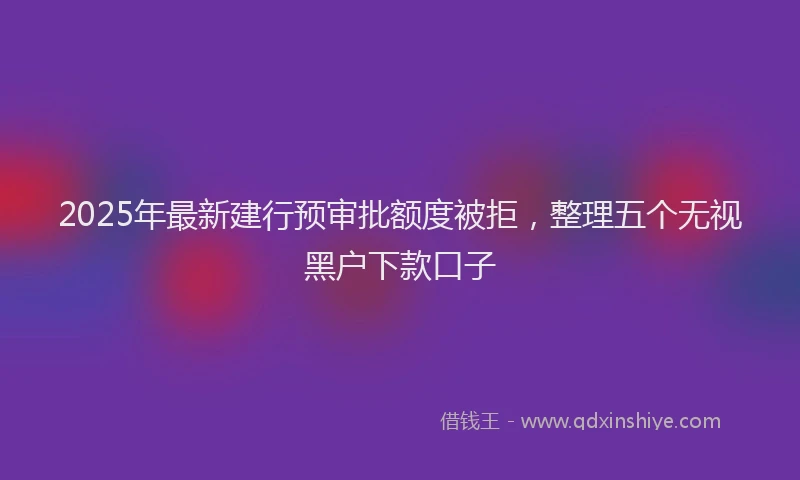 2025年最新建行预审批额度被拒，整理五个无视黑户下款口子