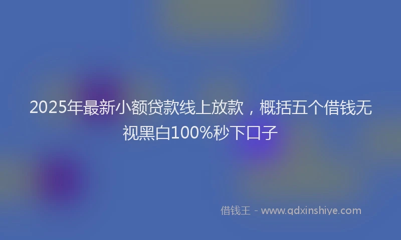 2025年最新小额贷款线上放款，概括五个借钱无视黑白100%秒下口子