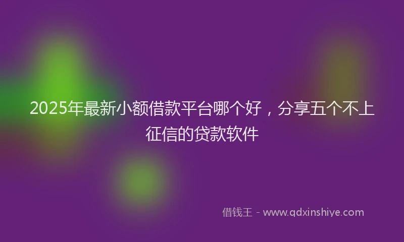 2025年最新小额借款平台哪个好，分享五个不上征信的贷款软件