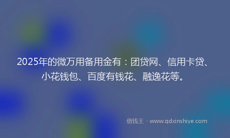 2025年的微万用备用金有：团贷网、信用卡贷、小花钱包、百度有钱花、融逸花等。