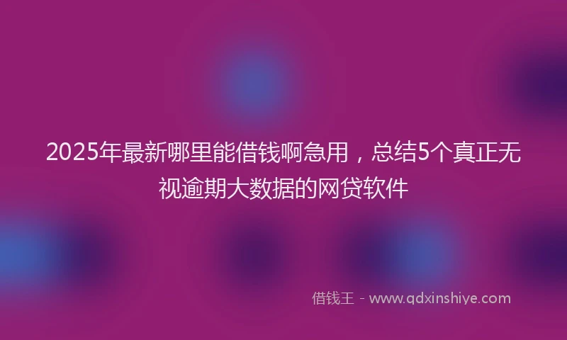 2025年最新哪里能借钱啊急用，总结5个真正无视逾期大数据的网贷软件