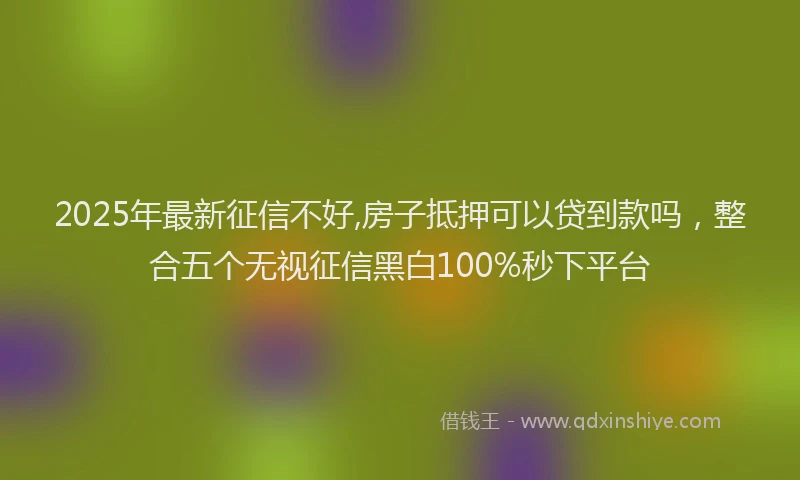 2025年最新征信不好,房子抵押可以贷到款吗，整合五个无视征信黑白100%秒下平台