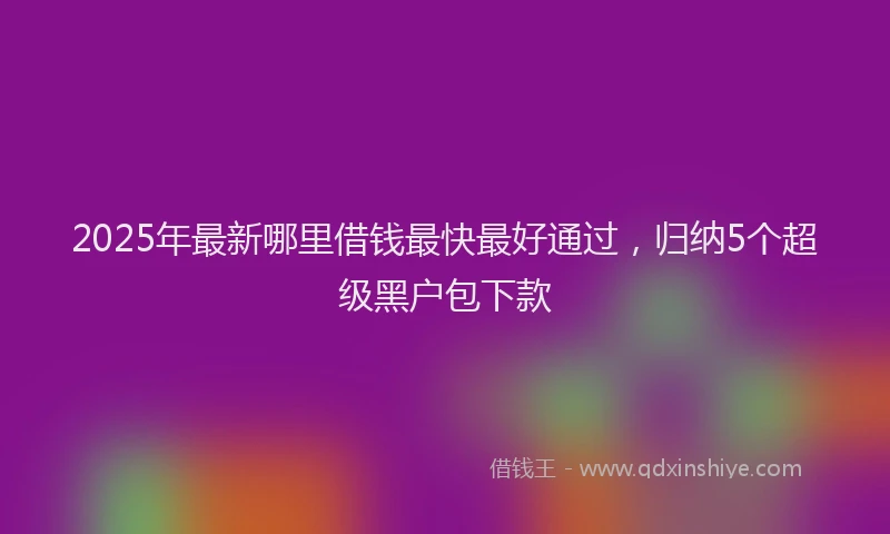 2025年最新哪里借钱最快最好通过，归纳5个超级黑户包下款