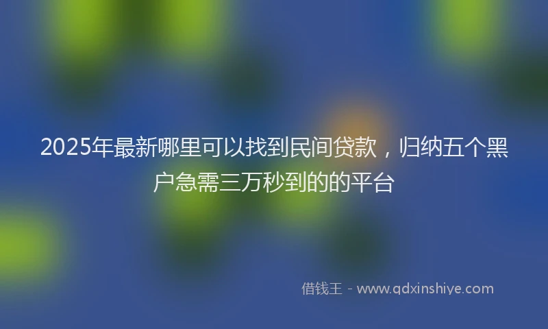 2025年最新哪里可以找到民间贷款，归纳五个黑户急需三万秒到的的平台