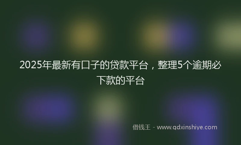 2025年最新有口子的贷款平台，整理5个逾期必下款的平台