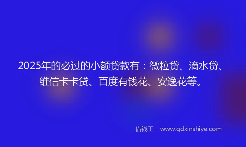 2025年的必过的小额贷款有：微粒贷、滴水贷、维信卡卡贷、百度有钱花、安逸花等。