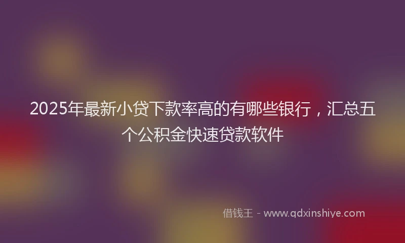 2025年最新小贷下款率高的有哪些银行，汇总五个公积金快速贷款软件