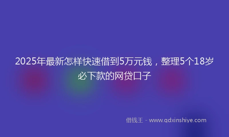 2025年最新怎样快速借到5万元钱，整理5个18岁必下款的网贷口子