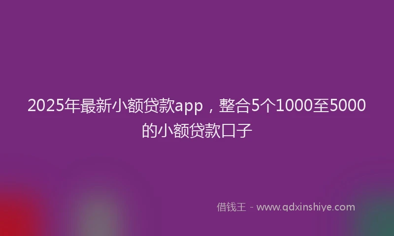 2025年最新小额贷款app，整合5个1000至5000的小额贷款口子