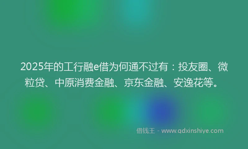 2025年的工行融e借为何通不过有：投友圈、微粒贷、中原消费金融、京东金融、安逸花等。