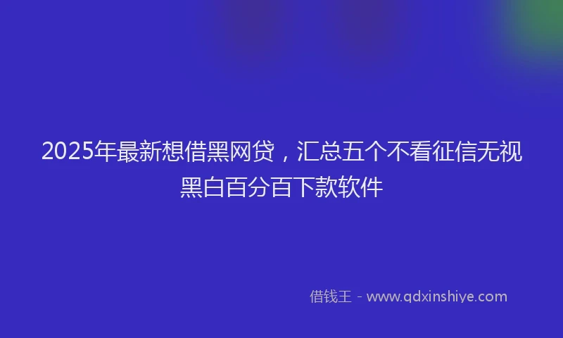 2025年最新想借黑网贷，汇总五个不看征信无视黑白百分百下款软件