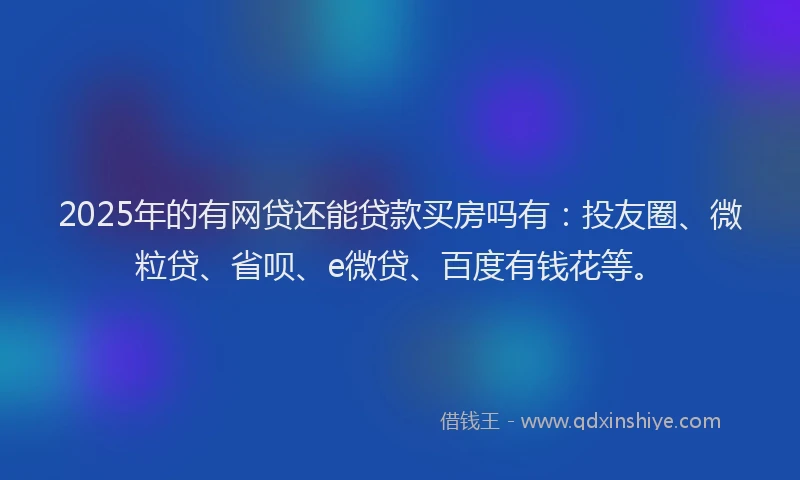 2025年的有网贷还能贷款买房吗有：投友圈、微粒贷、省呗、e微贷、百度有钱花等。
