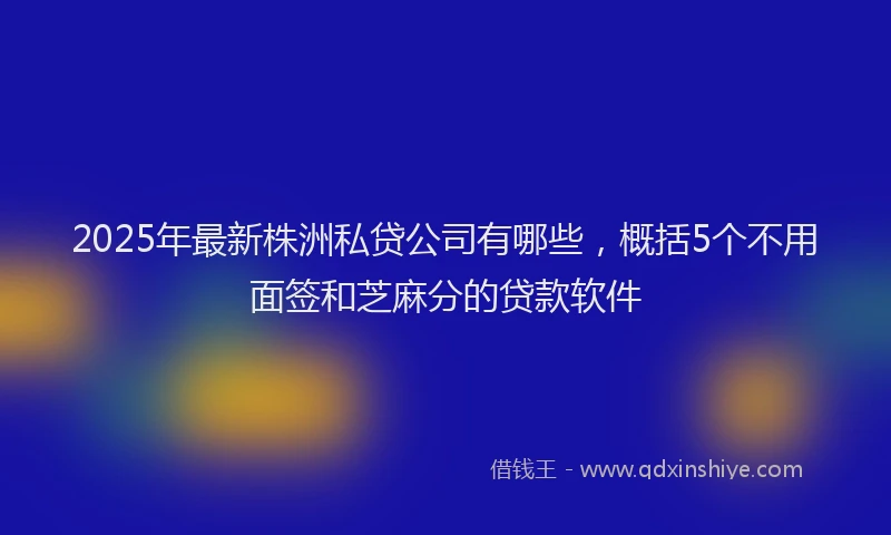 2025年最新株洲私贷公司有哪些，概括5个不用面签和芝麻分的贷款软件