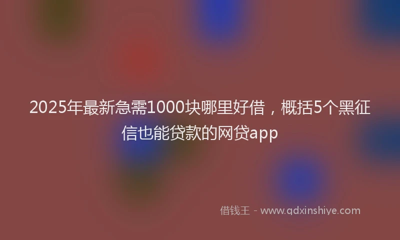 2025年最新急需1000块哪里好借，概括5个黑征信也能贷款的网贷app