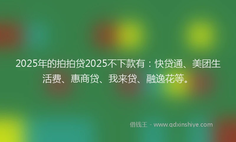 2025年的拍拍贷2025不下款有：快贷通、美团生活费、惠商贷、我来贷、融逸花等。
