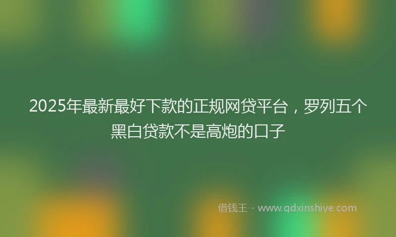 2025年最新最好下款的正规网贷平台，罗列五个黑白贷款不是高炮的口子