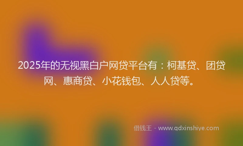 2025年的无视黑白户网贷平台有：柯基贷、团贷网、惠商贷、小花钱包、人人贷等。