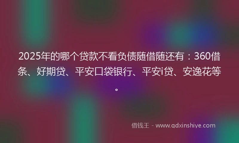 2025年的哪个贷款不看负债随借随还有：360借条、好期贷、平安口袋银行、平安i贷、安逸花等。