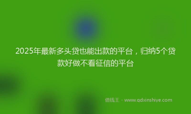 2025年最新多头贷也能出款的平台，归纳5个贷款好做不看征信的平台