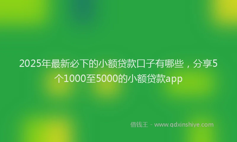 2025年最新必下的小额贷款口子有哪些，分享5个1000至5000的小额贷款app