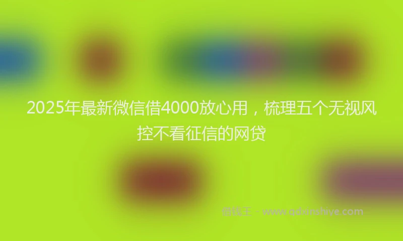 2025年最新微信借4000放心用，梳理五个无视风控不看征信的网贷