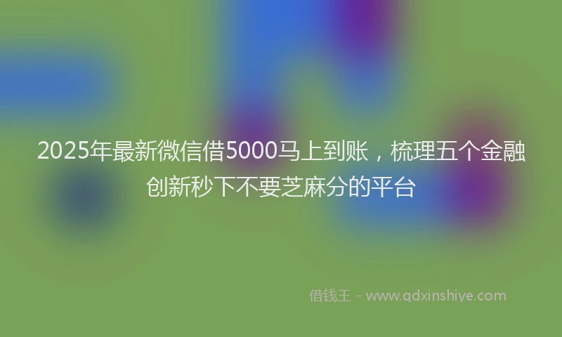 2025年最新微信借5000马上到账，梳理五个金融创新秒下不要芝麻分的平台