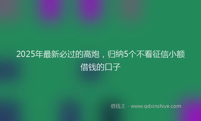 2025年最新必过的高炮，归纳5个不看征信小额借钱的口子
