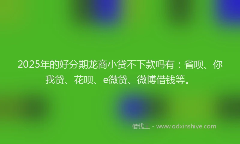 2025年的好分期龙商小贷不下款吗有：省呗、你我贷、花呗、e微贷、微博借钱等。