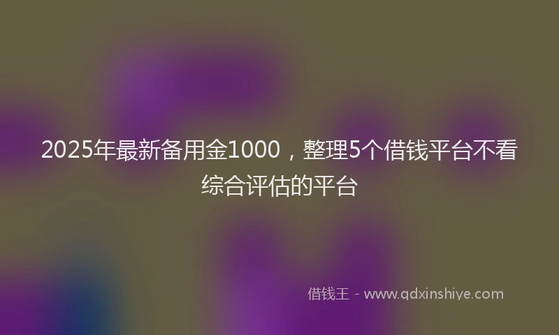 2025年最新备用金1000，整理5个借钱平台不看综合评估的平台