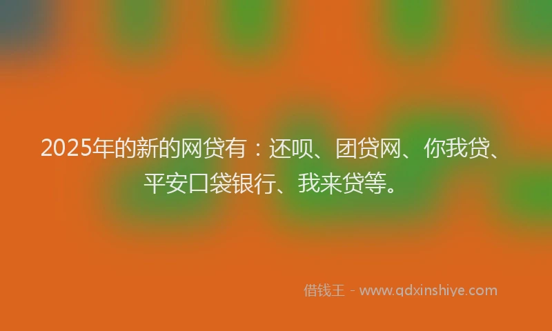 2025年的新的网贷有：还呗、团贷网、你我贷、平安口袋银行、我来贷等。