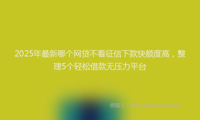 2025年最新哪个网贷不看征信下款快额度高，整理5个轻松借款无压力平台