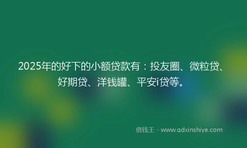 2025年的好下的小额贷款有：投友圈、微粒贷、好期贷、洋钱罐、平安i贷等。