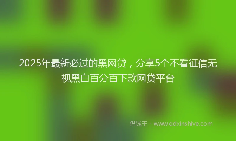 2025年最新必过的黑网贷，分享5个不看征信无视黑白百分百下款网贷平台