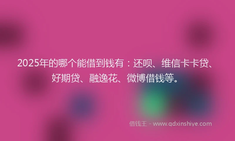2025年的哪个能借到钱有：还呗、维信卡卡贷、好期贷、融逸花、微博借钱等。