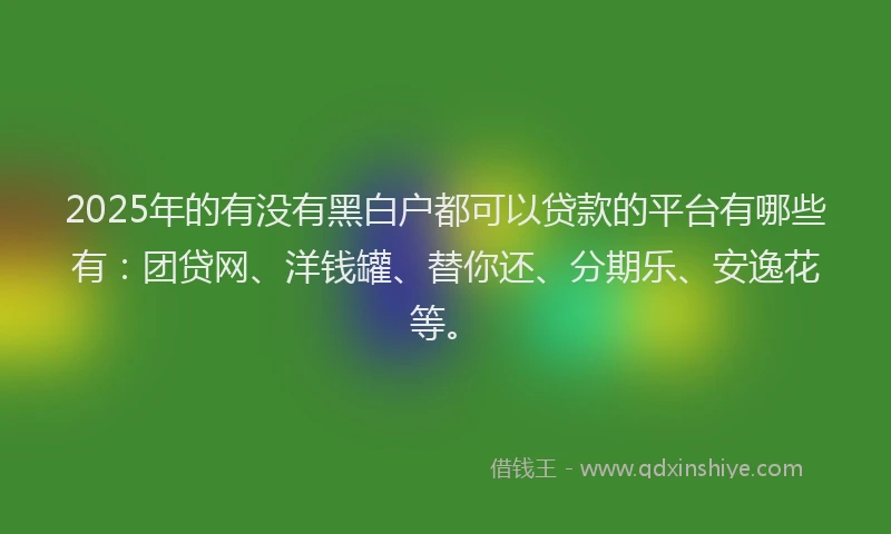 2025年的有没有黑白户都可以贷款的平台有哪些有：团贷网、洋钱罐、替你还、分期乐、安逸花等。