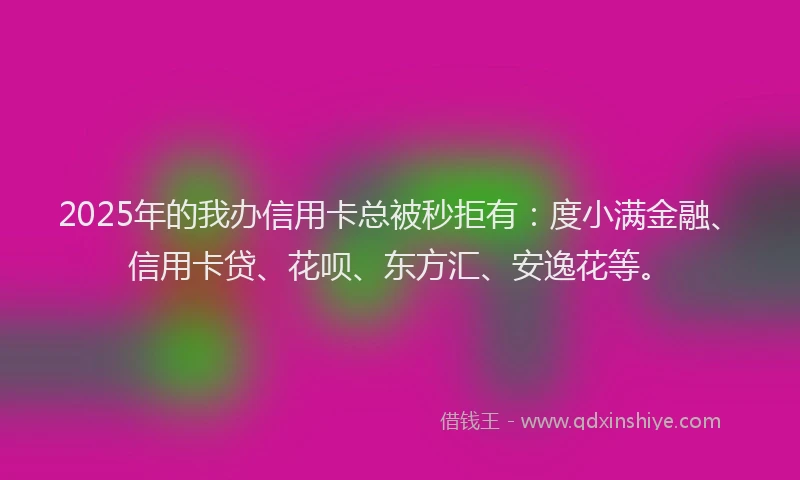 2025年的我办信用卡总被秒拒有：度小满金融、信用卡贷、花呗、东方汇、安逸花等。
