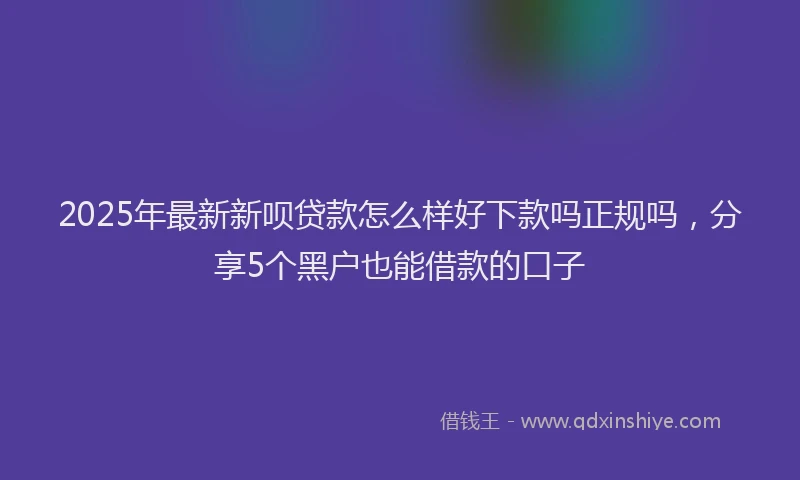 2025年最新新呗贷款怎么样好下款吗正规吗，分享5个黑户也能借款的口子