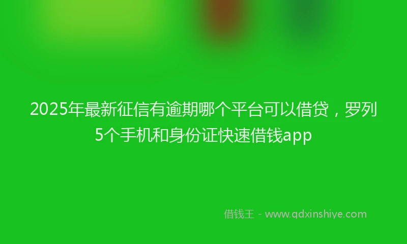 2025年最新征信有逾期哪个平台可以借贷，罗列5个手机和身份证快速借钱app