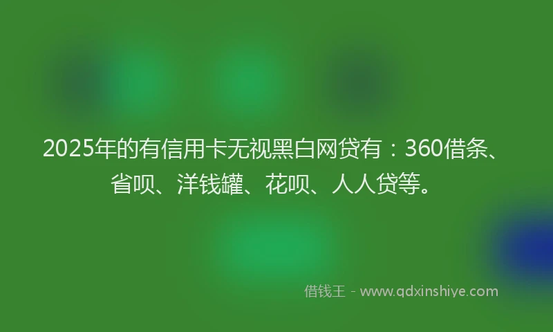2025年的有信用卡无视黑白网贷有：360借条、省呗、洋钱罐、花呗、人人贷等。